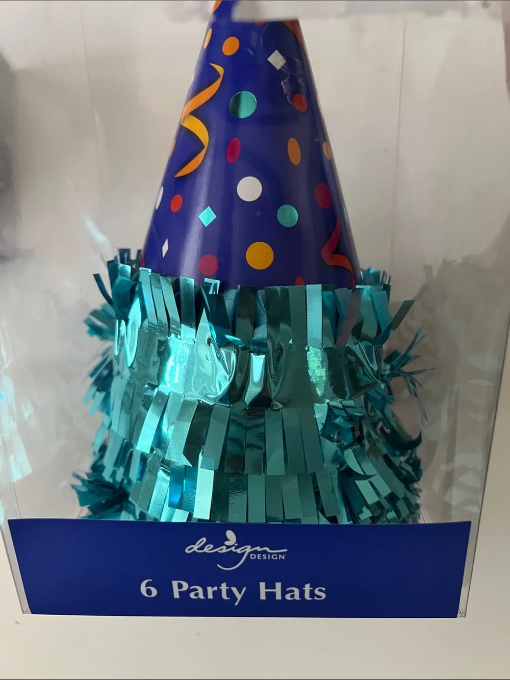 Blue Patterned Party Hats - Pack of 6
